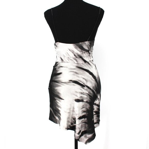 Retrofete Auris Dress Silk Black Silver Tie Dye Slip Satin Mini XS X-Small - Picture 7 of 9